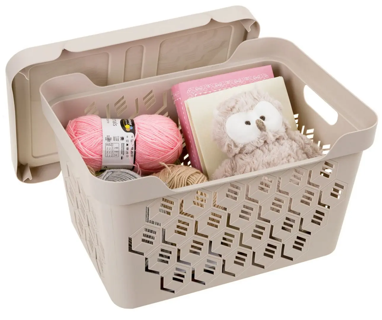 Cos cu capac Econova Deluxe 38x28x22 18L (Beige) - 3