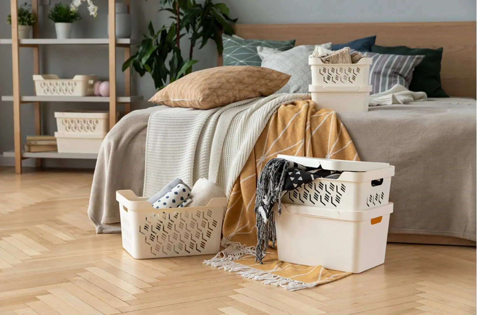 Cos cu capac Econova Deluxe 38x28x22 18L (Beige) - 2