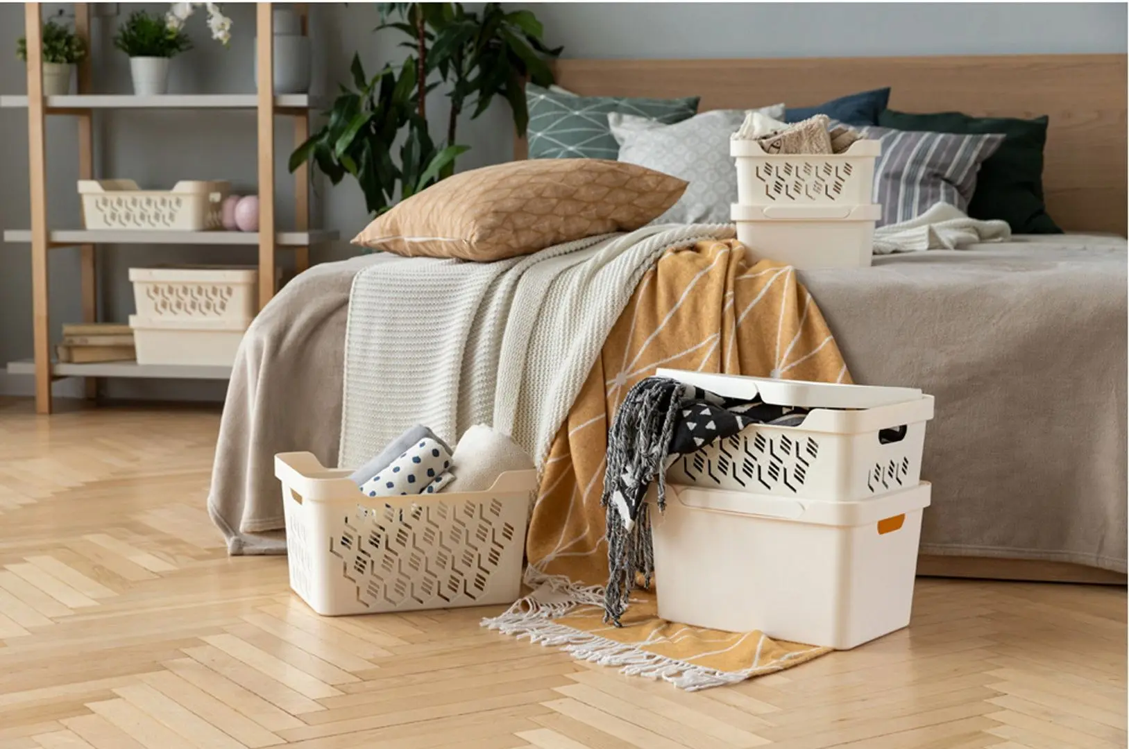 Cos cu capac Econova Deluxe 38x28x22 18L (Ivory) - 3