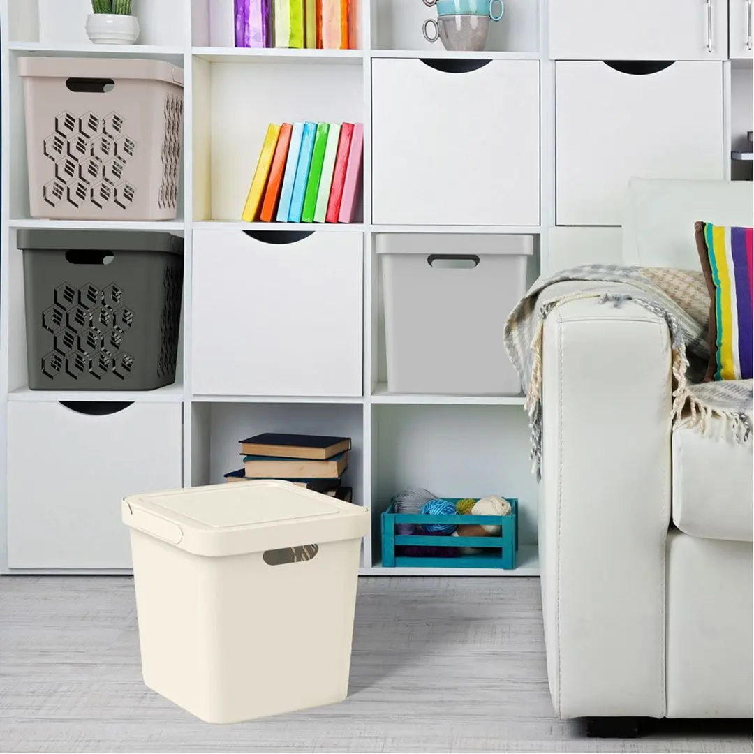 Корзина с крышкой Econova Luxe 28.6x28.6x28.6 18L (Beige)