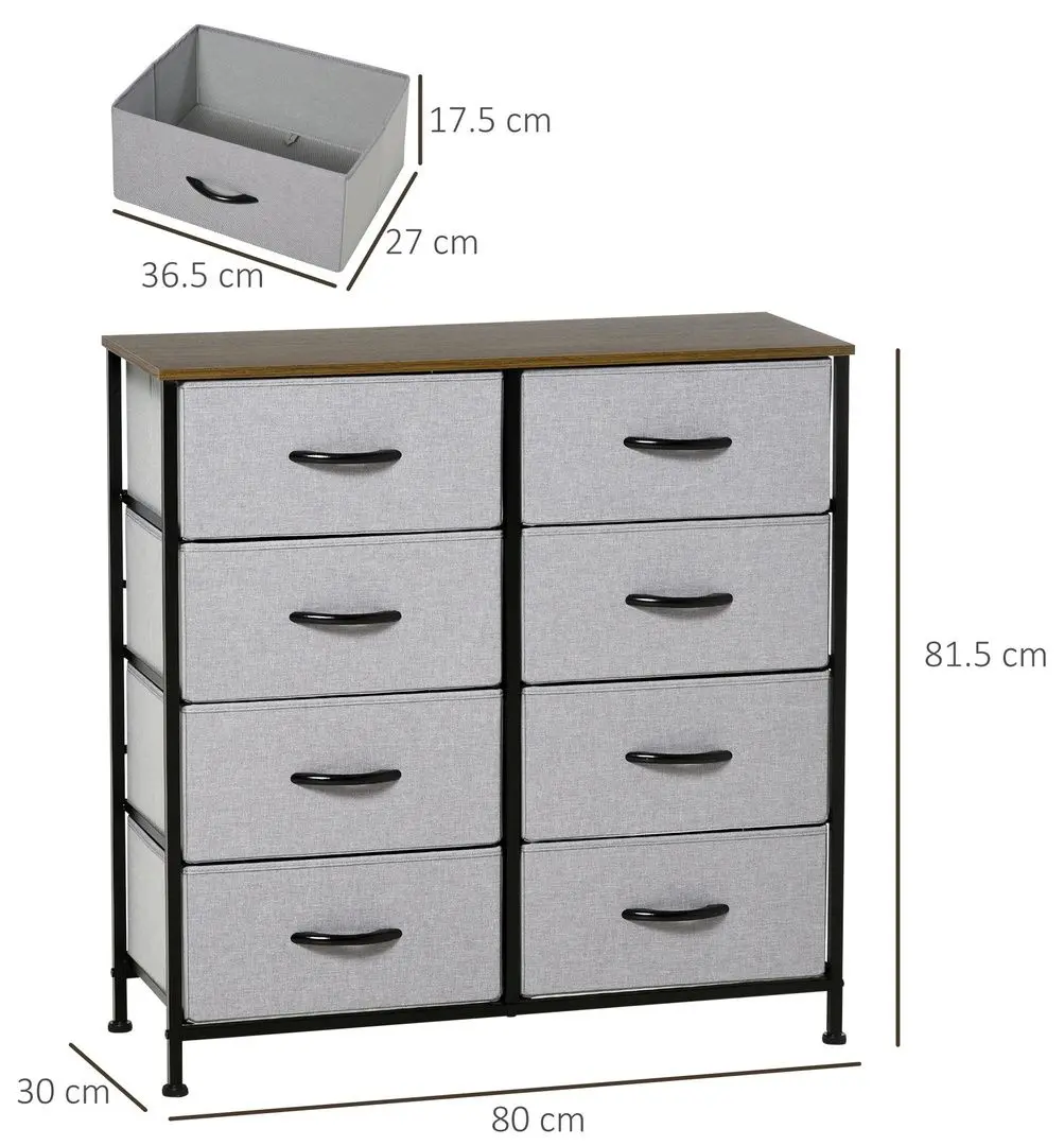 Комод Homcom 850-268V01GY 80x30x81 cm (Grey/Black)