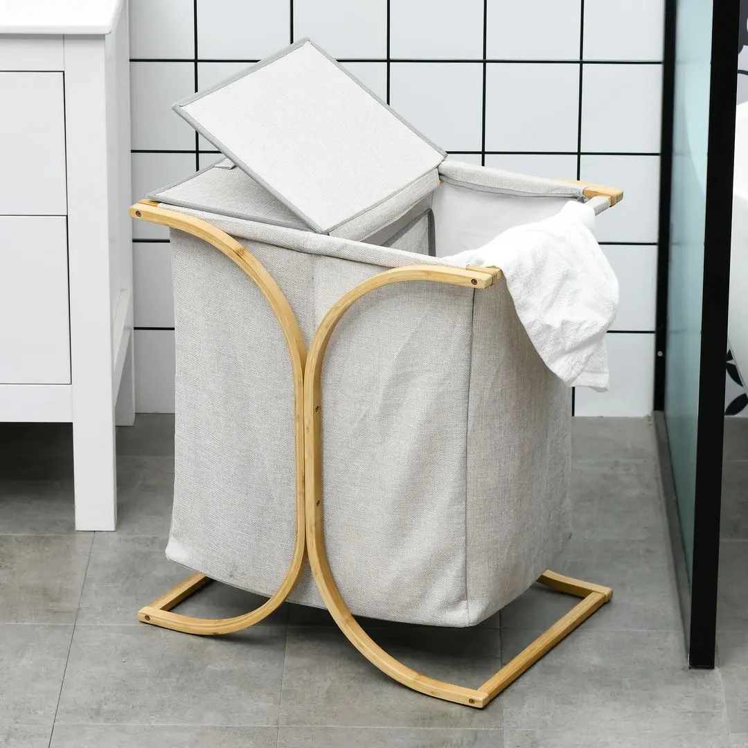 Корзина для белья двойная Homcom 850-303V00ND (Grey)