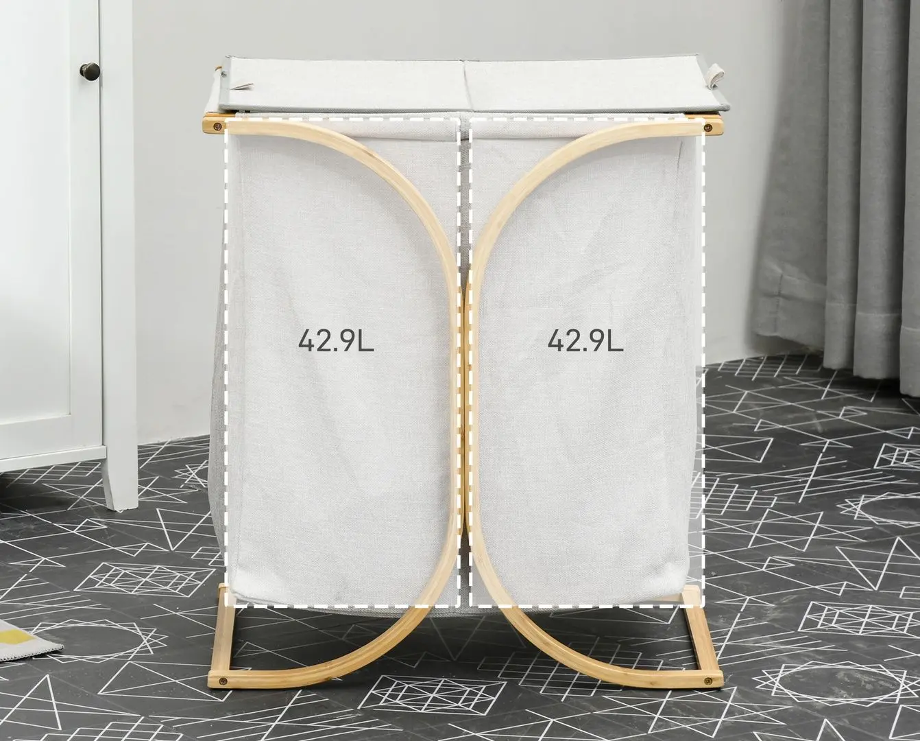 Корзина для белья двойная Homcom 850-303V00ND (Grey)