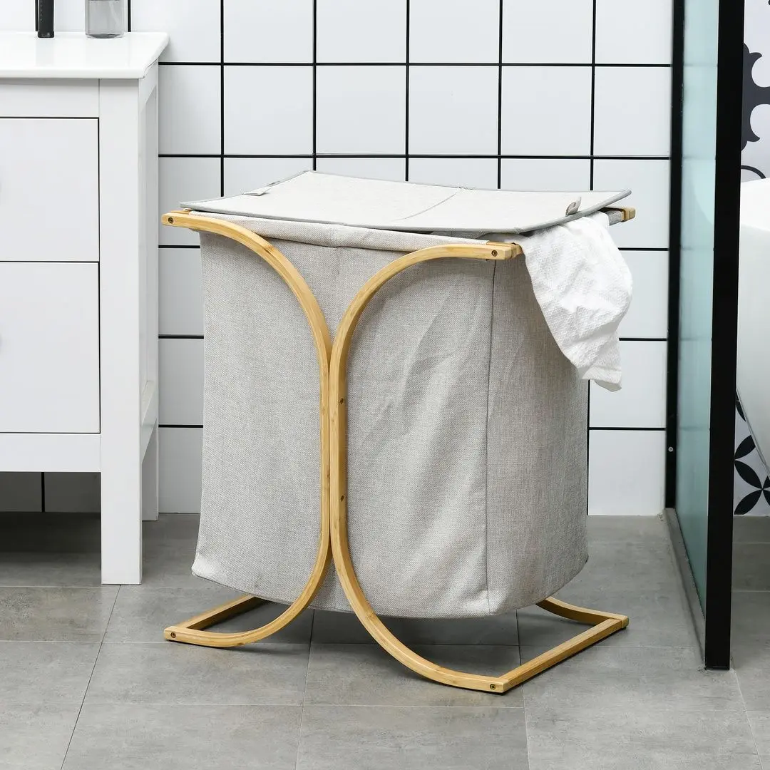 Корзина для белья двойная Homcom 850-303V00ND (Grey)