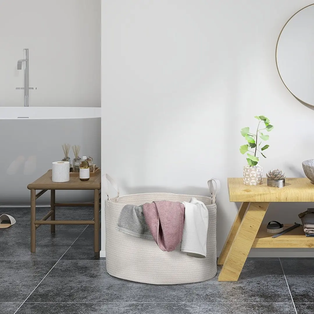 Cos pentru rufe Homcom 850-318V01CW (Cream White)