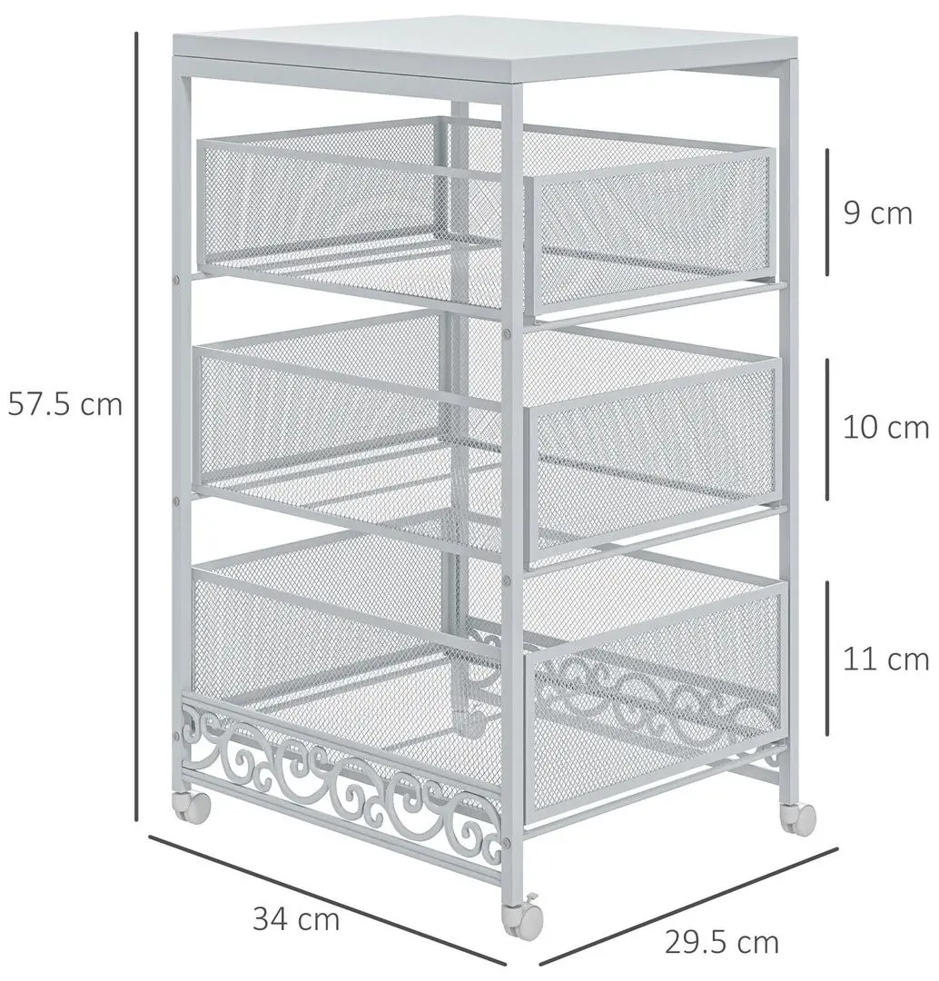 Etajera Homcom 850-285V00WT 34x29x57 cm (White) - 2