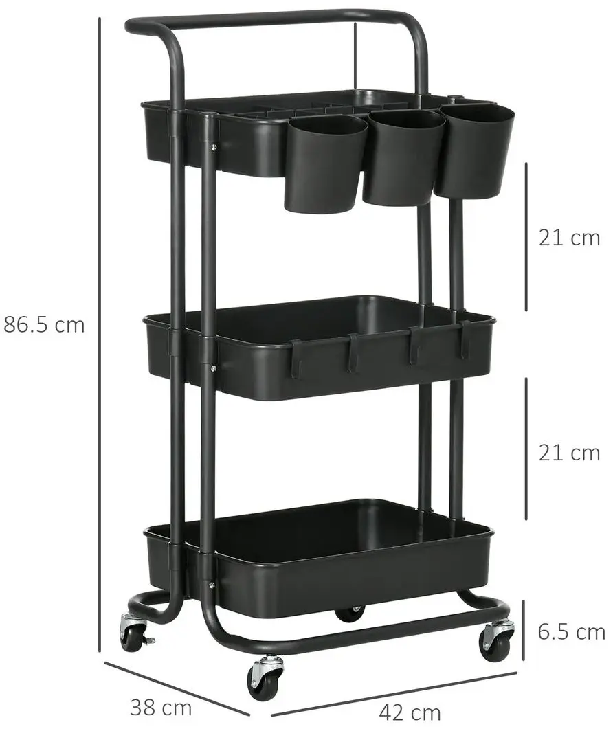 Тележка Homcom 850-165BK 42x38x86 cm (Black)