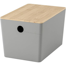 Container cu capac Ikea Kuggis 18x26x15cm (Gri/Bambus)