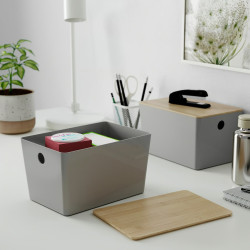 Container cu capac Ikea Kuggis 18x26x15cm (Gri/Bambus) Thumb