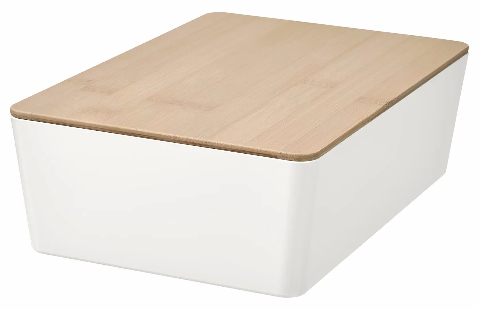 Контейнер с крышкой Ikea Kuggis 18x26x8 (Белый/Бамбук)