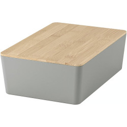 Container cu capac Ikea Kuggis 18x26x8cm (Gri/Bambus)