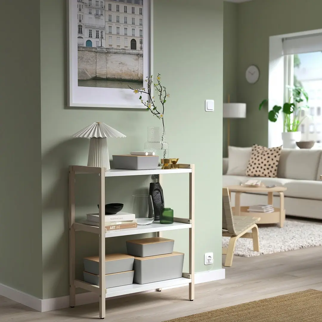 Контейнер с крышкой Ikea Kuggis 18x26x8cm (Серый/Бамбук)