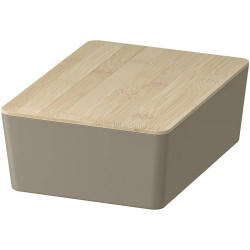 Container cu capac Ikea Kuggis 18x26x8cm (Gri închis-bej/Bambus)