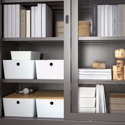 Контейнер с крышкой Ikea Kuggis 26x35x15 (Белый/Бамбук) Thumb