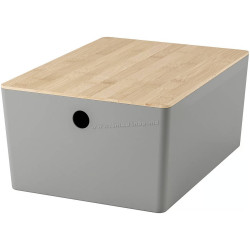 Container cu capac Ikea Kuggis 26x35x15cm (Gri/Bambus)