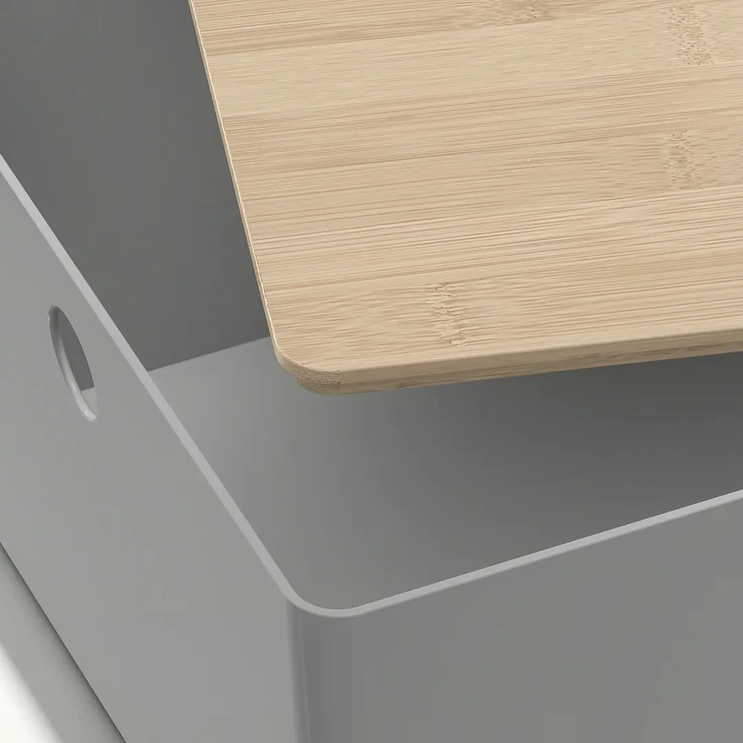 Контейнер с крышкой Ikea Kuggis 26x35x15cm (Серый/Бамбук)