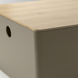 Container cu capac Ikea Kuggis 26x35x15cm (Gri închis-Bej/Bambus) Thumb