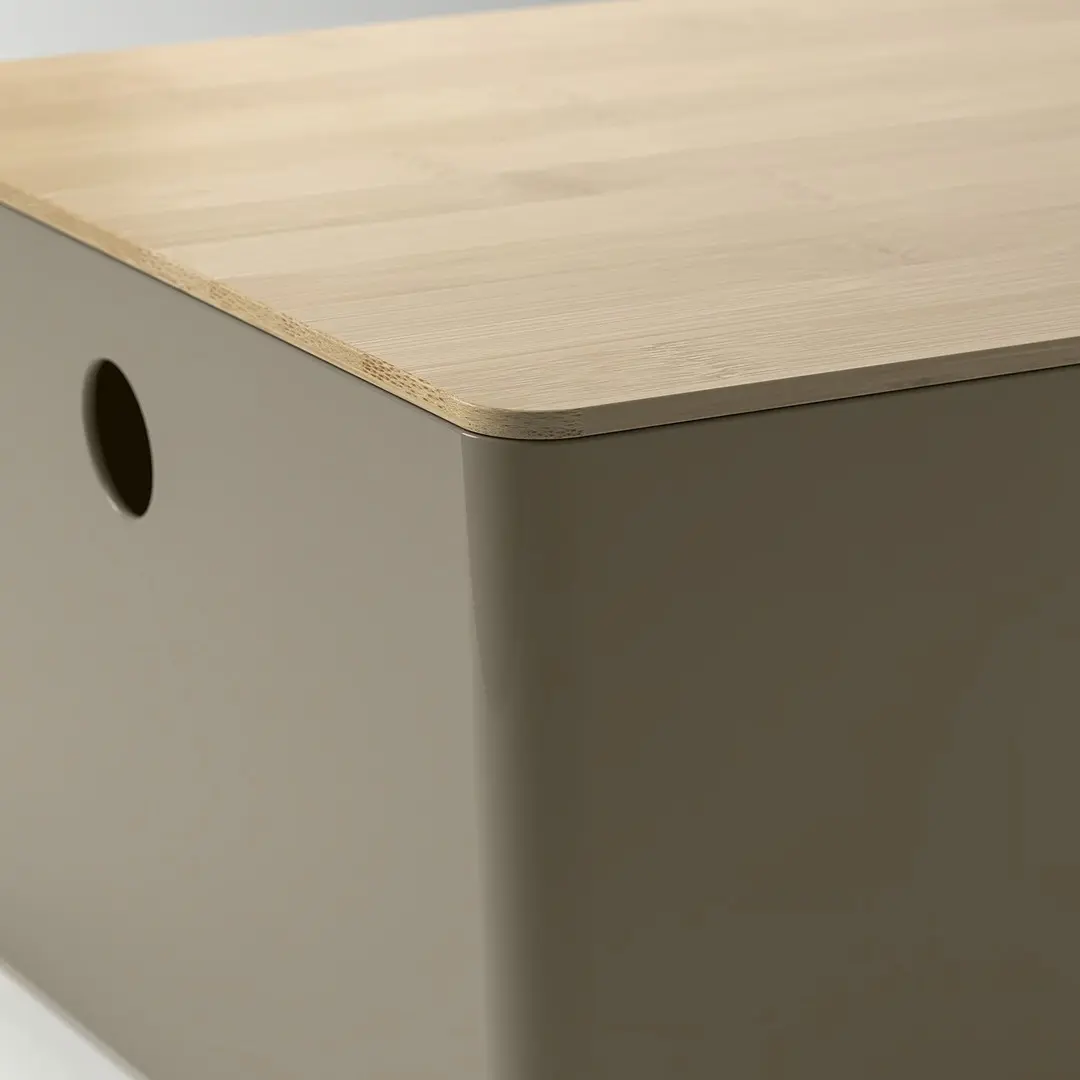 Container cu capac Ikea Kuggis 26x35x15cm (Gri închis-Bej/Bambus) - 4