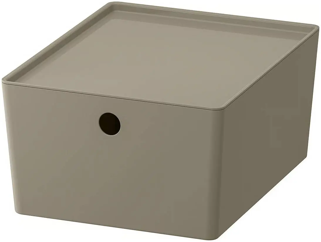Container cu capac Ikea Kuggis 26x35x15cm (Gri închis-bej)