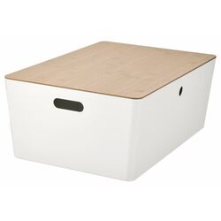 Контейнер с крышкой Ikea Kuggis 37x54x21 (Белый/Бамбук)