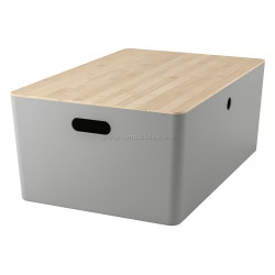 Container cu capac Ikea Kuggis 37x54x21cm (Gri/Bambus)