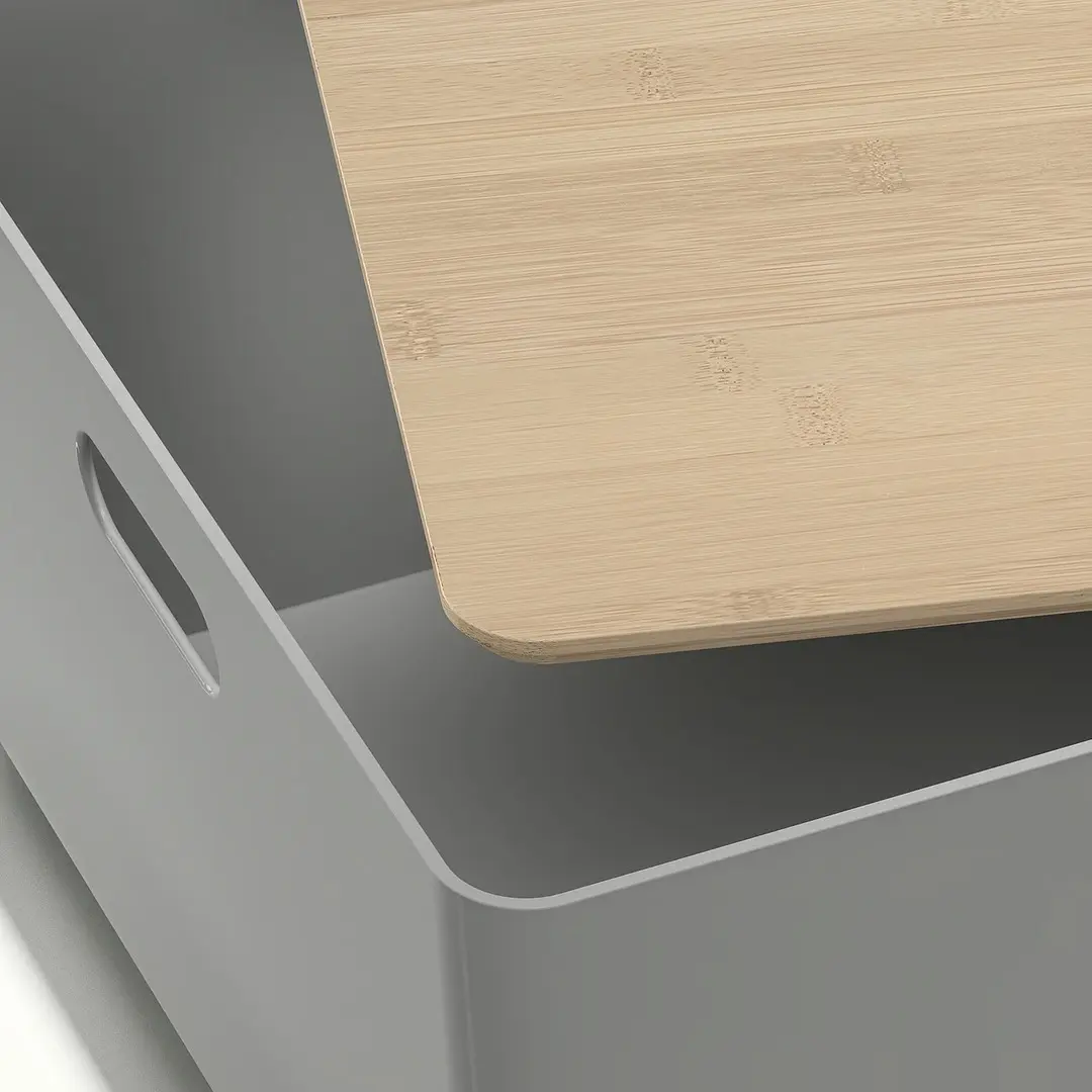 Container cu capac Ikea Kuggis 37x54x21cm (Gri/Bambus)
