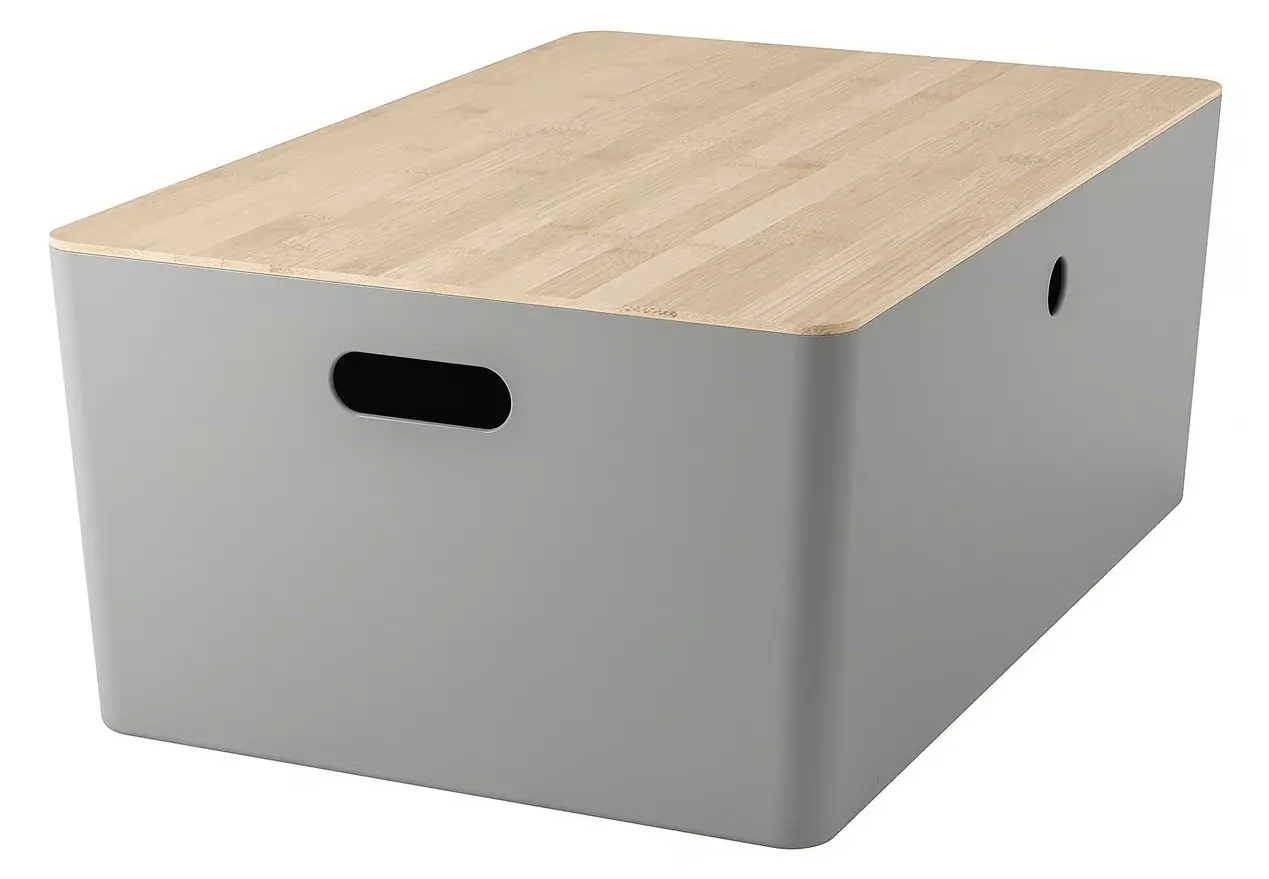 Container cu capac Ikea Kuggis 37x54x21cm (Gri/Bambus)