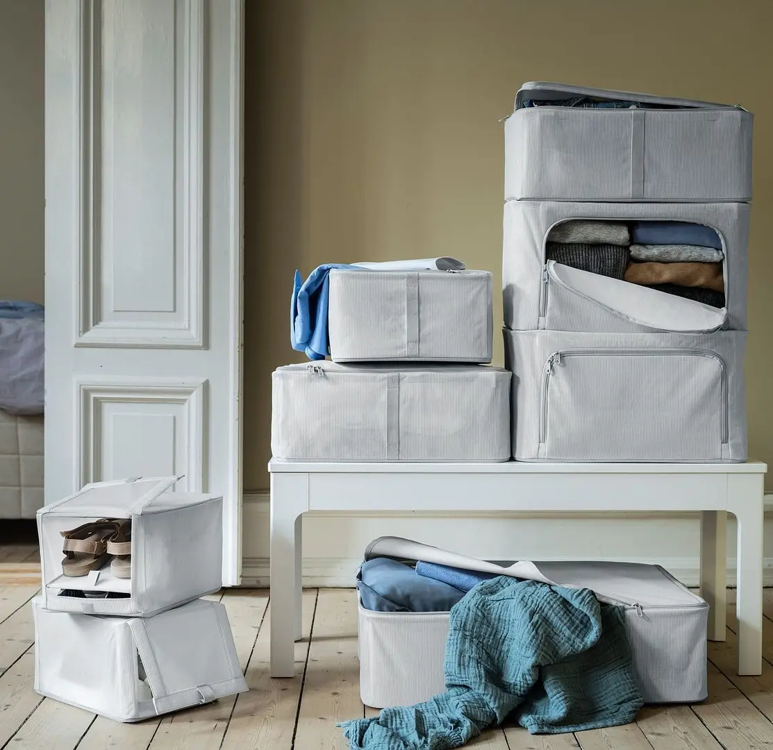 Коробка для обуви Ikea Hemmafixare 23x34x19 (Белый/Серый)