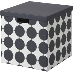 Cutie cu capac Ikea Tjena 32x35x32cm (Alb-negru/Buline)