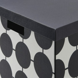 Коробка с крышкой Ikea Tjena 32x35x32cm (Черно-белый/Горошек) Thumb