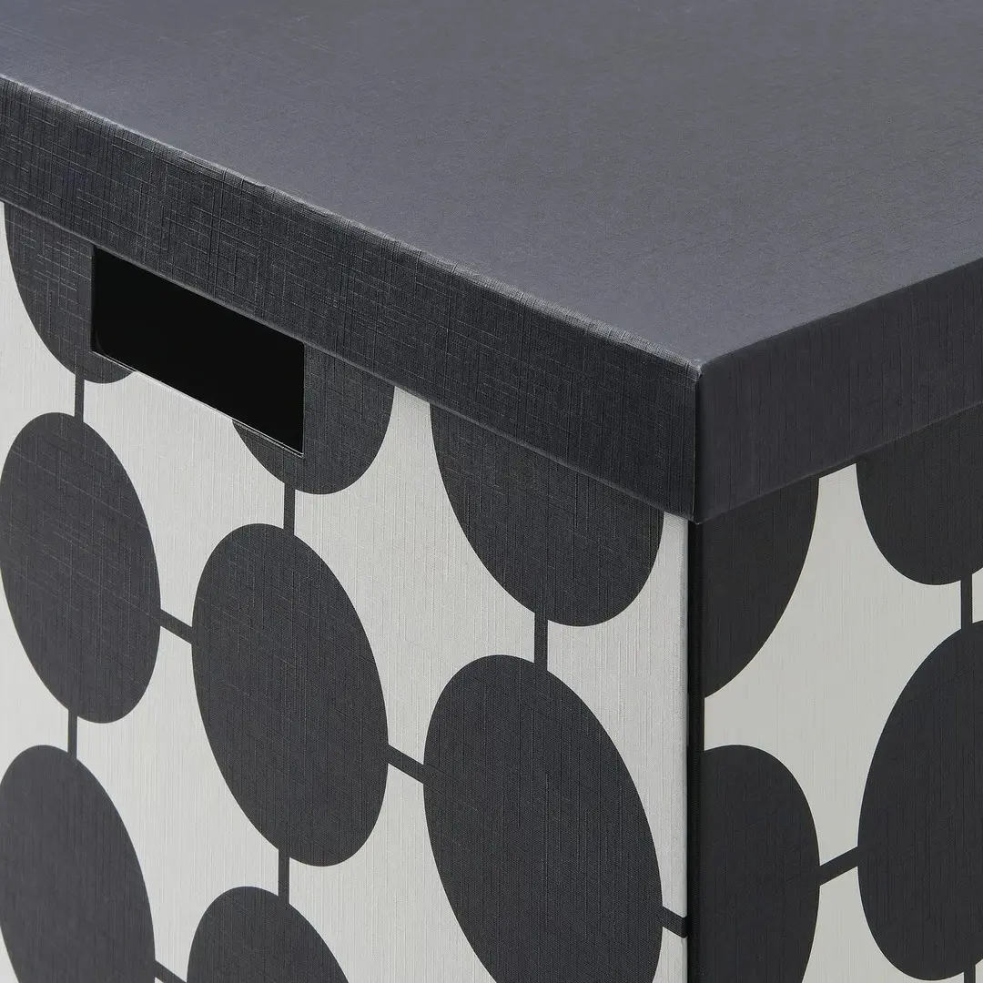 Коробка с крышкой Ikea Tjena 32x35x32cm (Черно-белый/Горошек)
