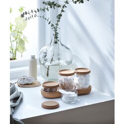 Set de borcane cu capac şi tavă Ikea Saxborga sticlă/plută 5buc Thumb