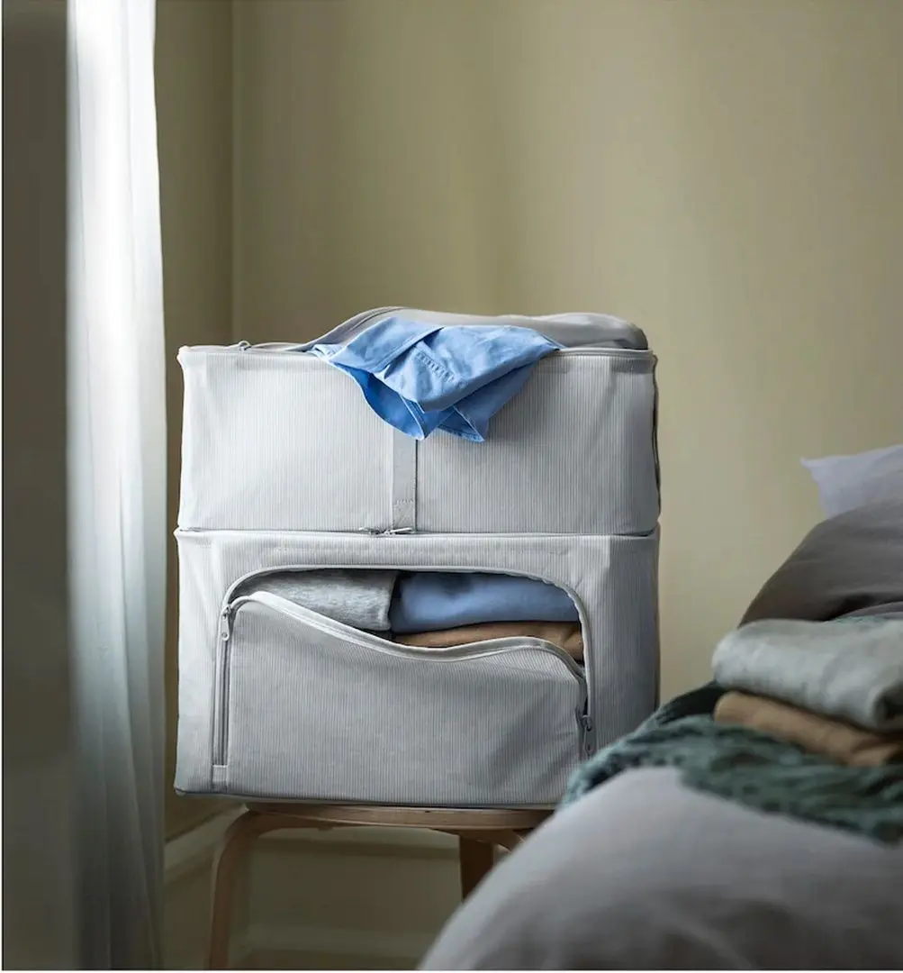 Органайзер Ikea Hemmafixare 34x51x19 (Полосатая ткань/Белый/Серый) - 3