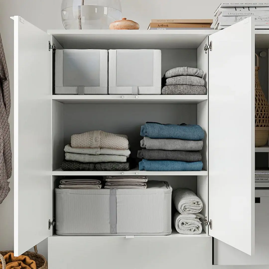 Органайзер Ikea Hemmafixare 34x51x19 (Полосатая ткань/Белый/Серый) - 4