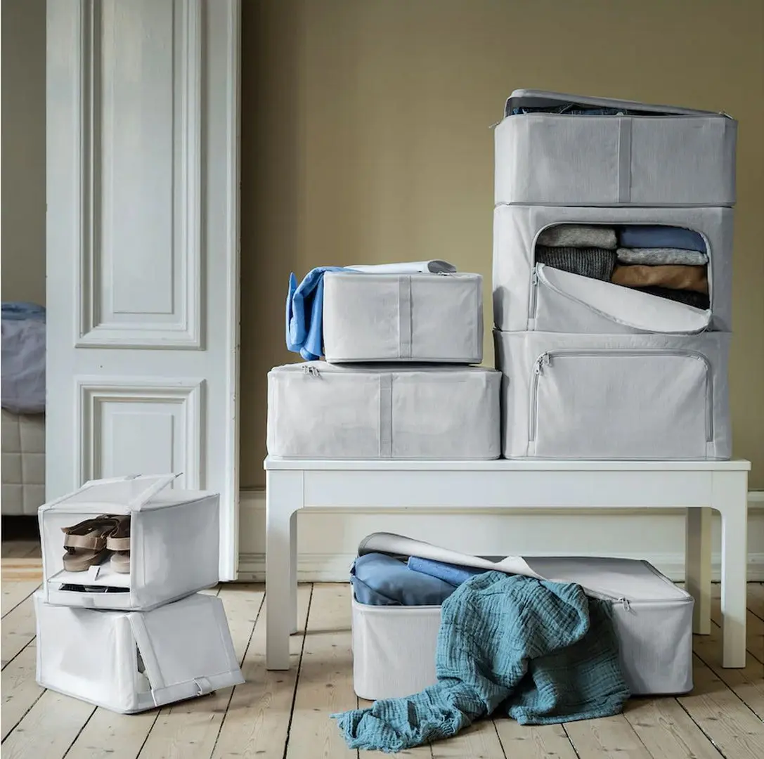 Органайзер Ikea Hemmafixare 34x51x19 (Полосатая ткань/Белый/Серый) - 5
