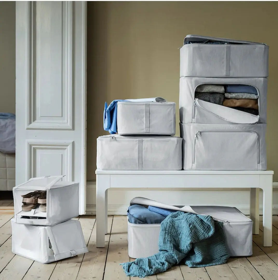 Cutie depozitare Ikea Hemmafixare 34x51x28 (Metraj Dungat/Alb/Gri) - 2
