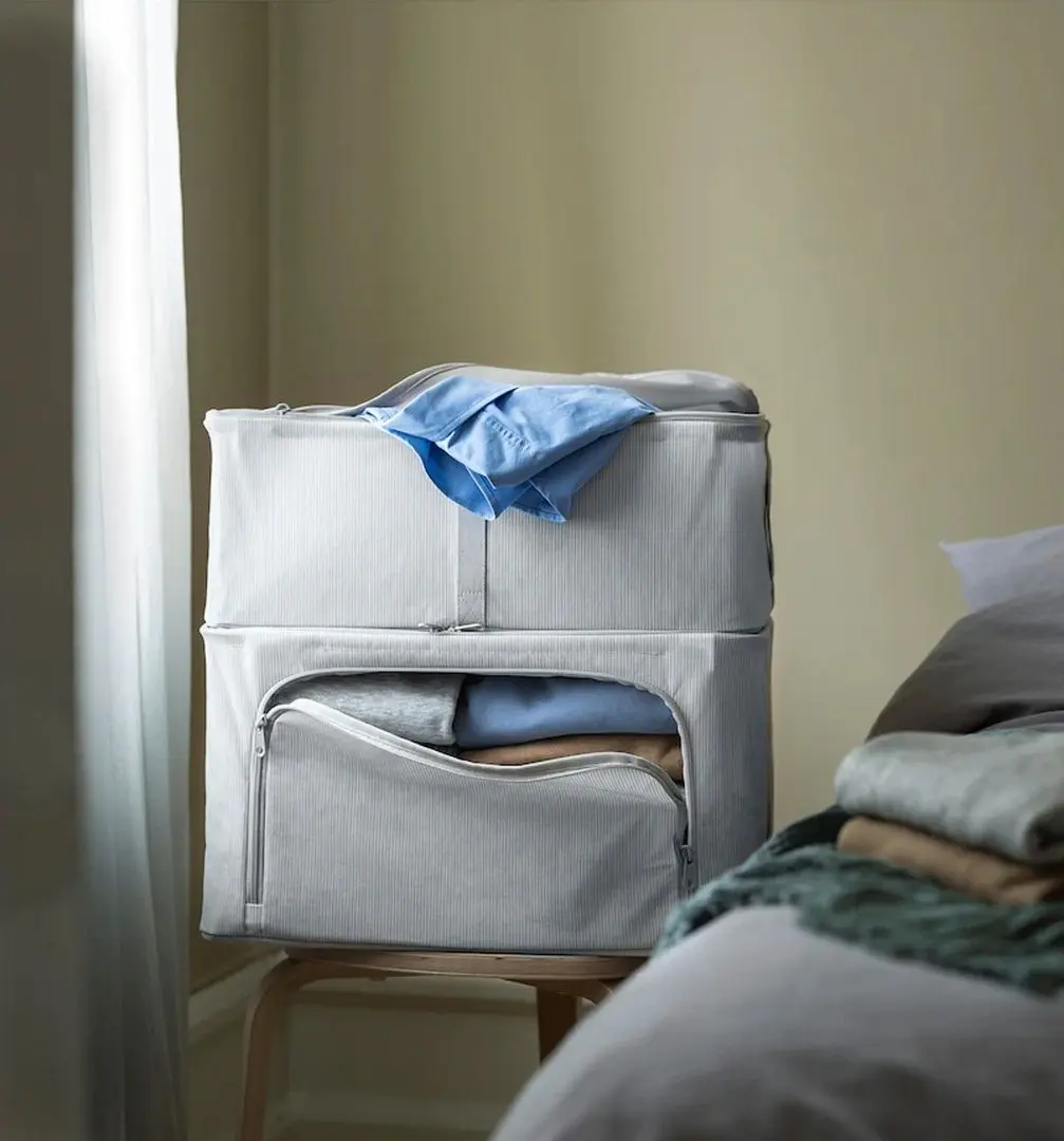 Cutie depozitare Ikea Hemmafixare 34x51x28 (Metraj Dungat/Alb/Gri) - 4