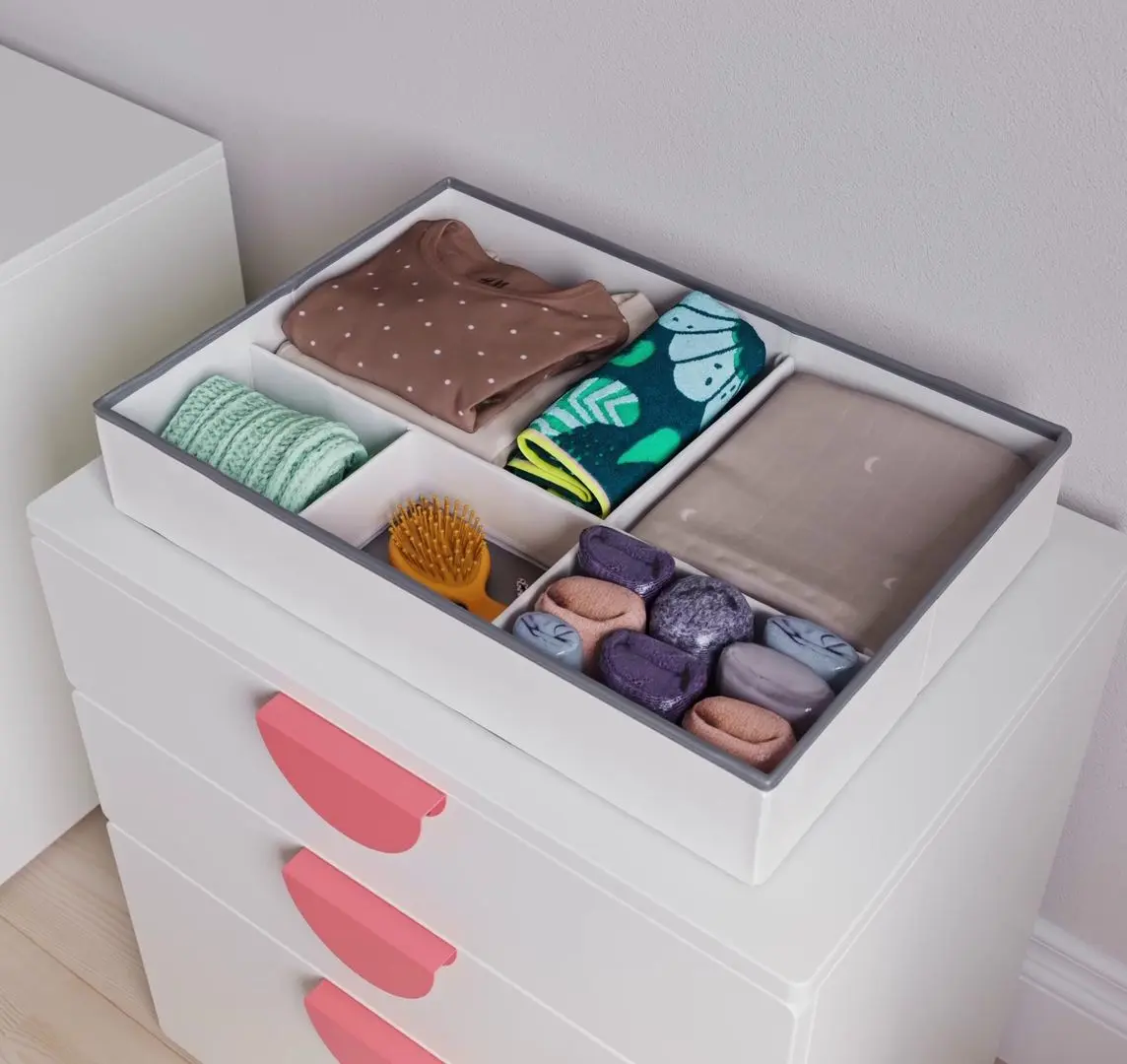 Organizator Ikea Jattebjorn 50x35x9 (Alb/Gri)