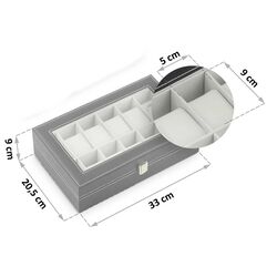 Organizator de ceasuri Massido MS-710 (Black/Beige) Thumb