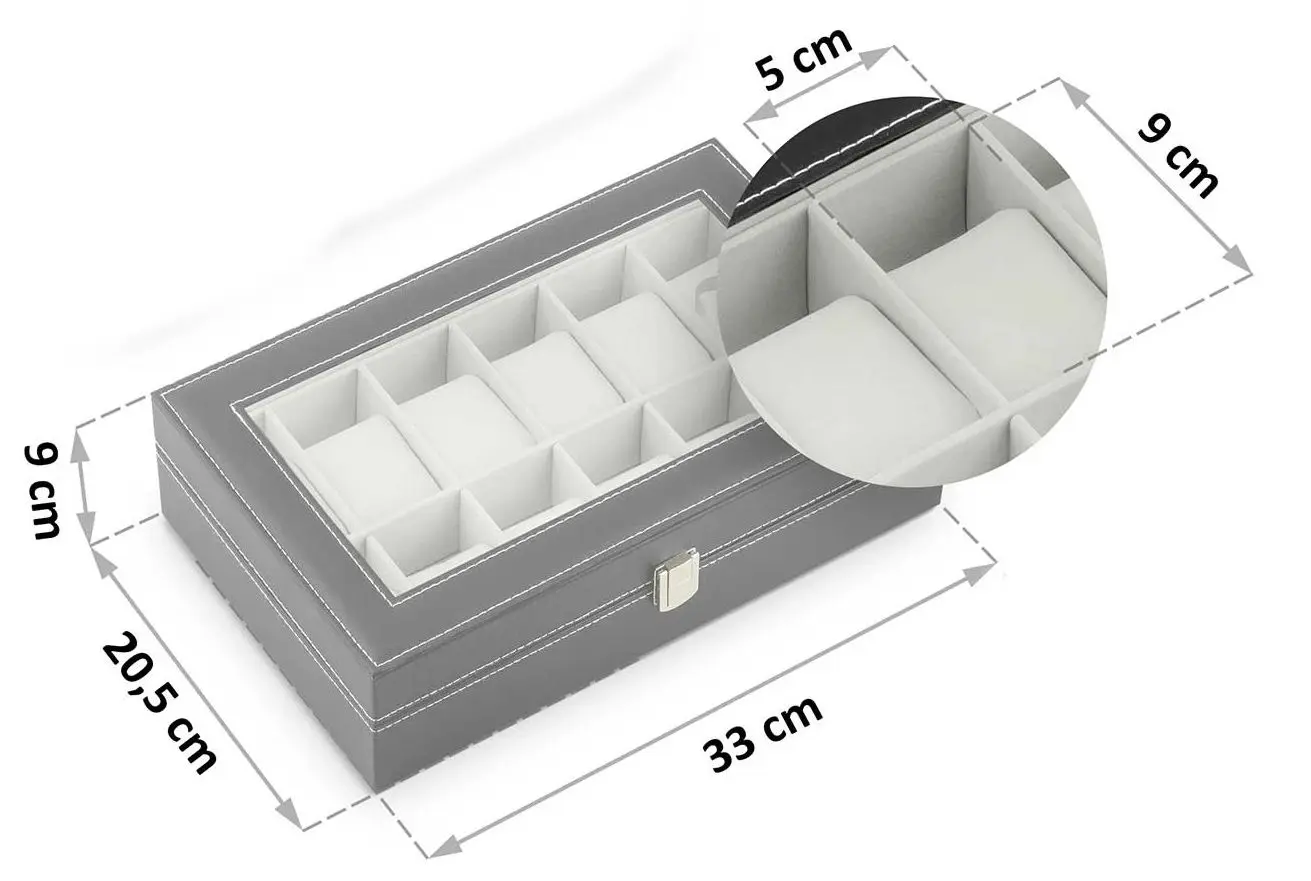 Organizator de ceasuri Massido MS-710 (Black/Beige)