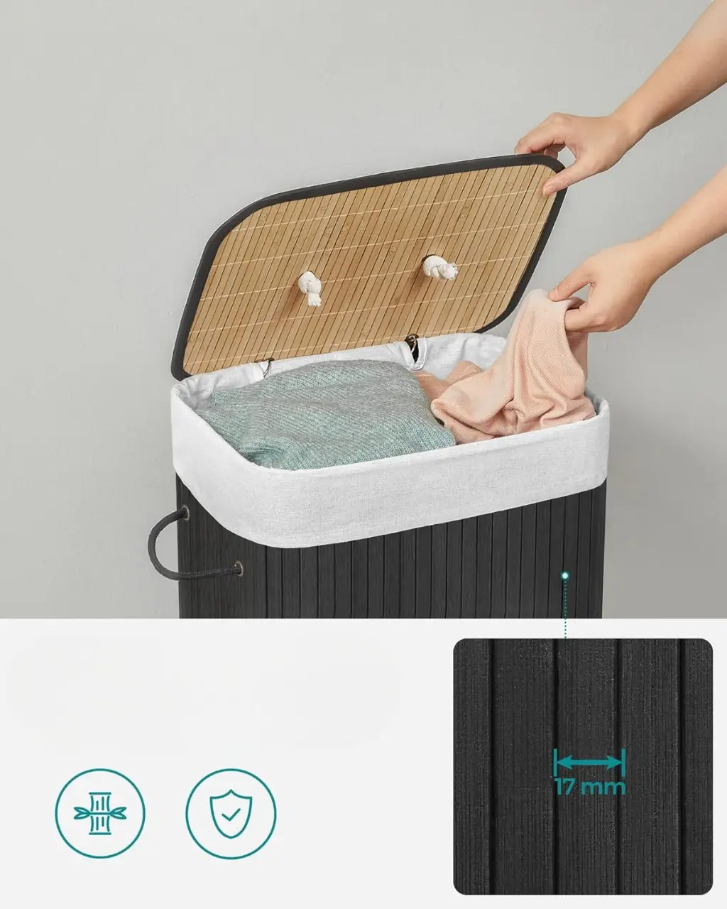 Coș de rufe Songmics LCB10B (Black)