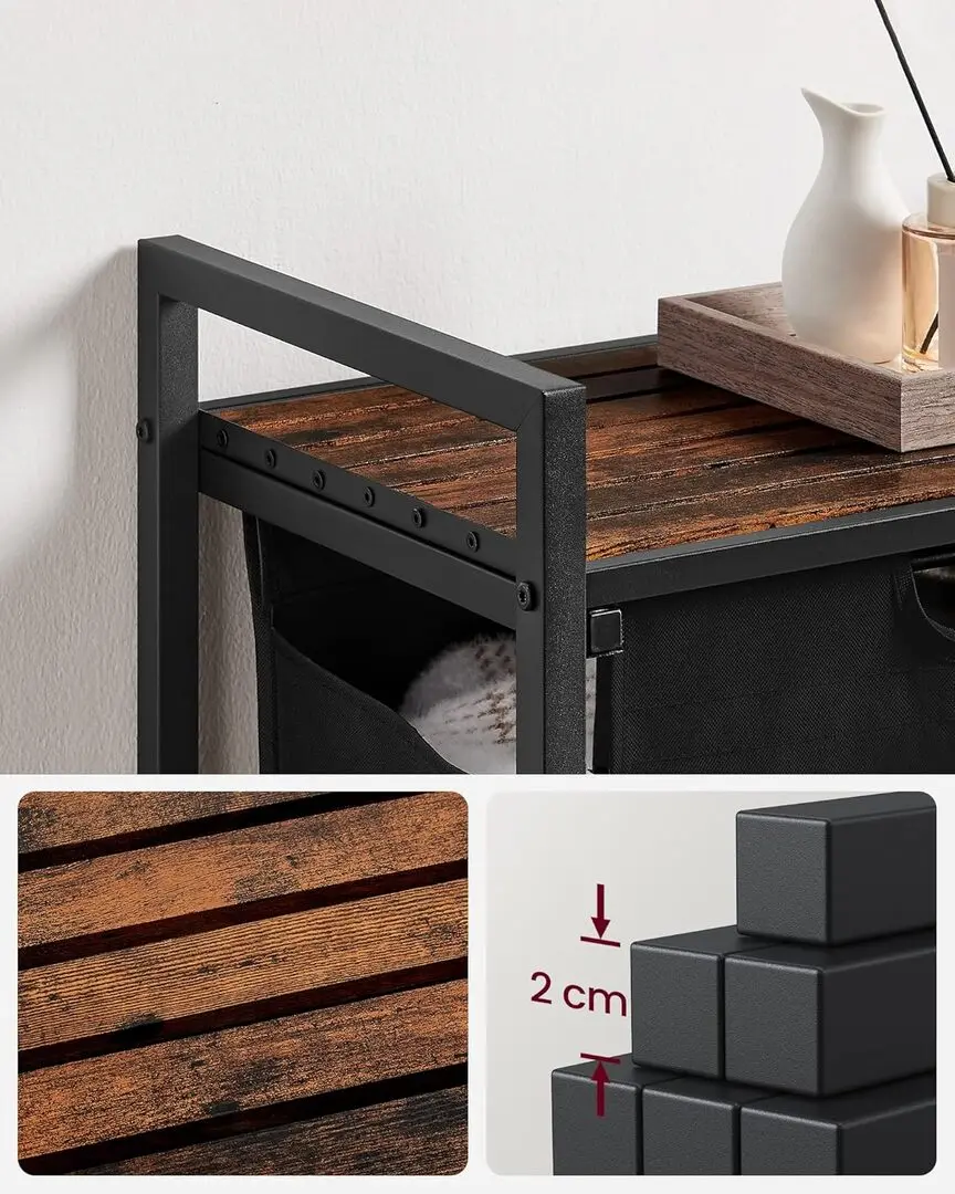 Cos pentru rufe Songmics Vasagle BLH101B01 (Black/Rustic Brown)