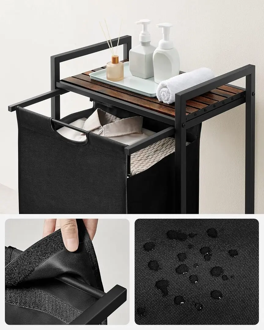 Cos pentru rufe Songmics Vasagle BLH101B01 (Black/Rustic Brown)