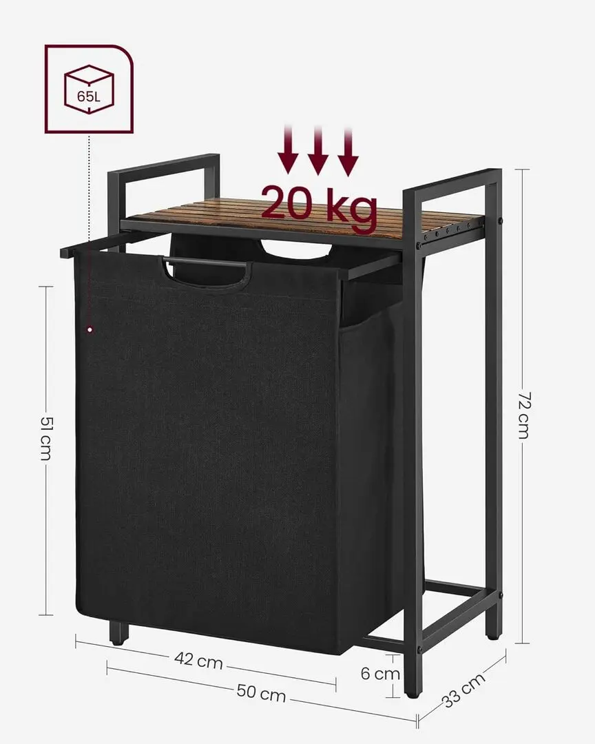 Cos pentru rufe Songmics Vasagle BLH101B01 (Black/Rustic Brown)