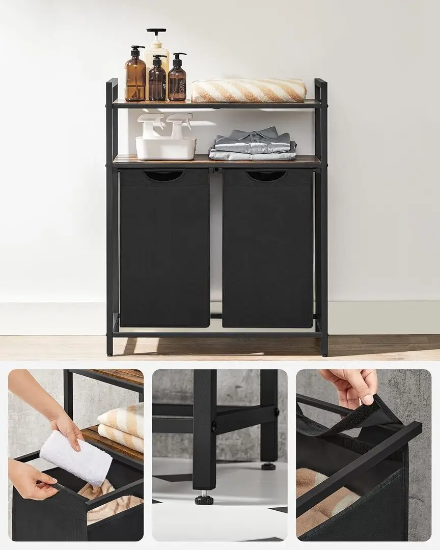 Корзина для сортировки белья Songmics Vasagle BLH211B01 (Rustic Brown/Black)