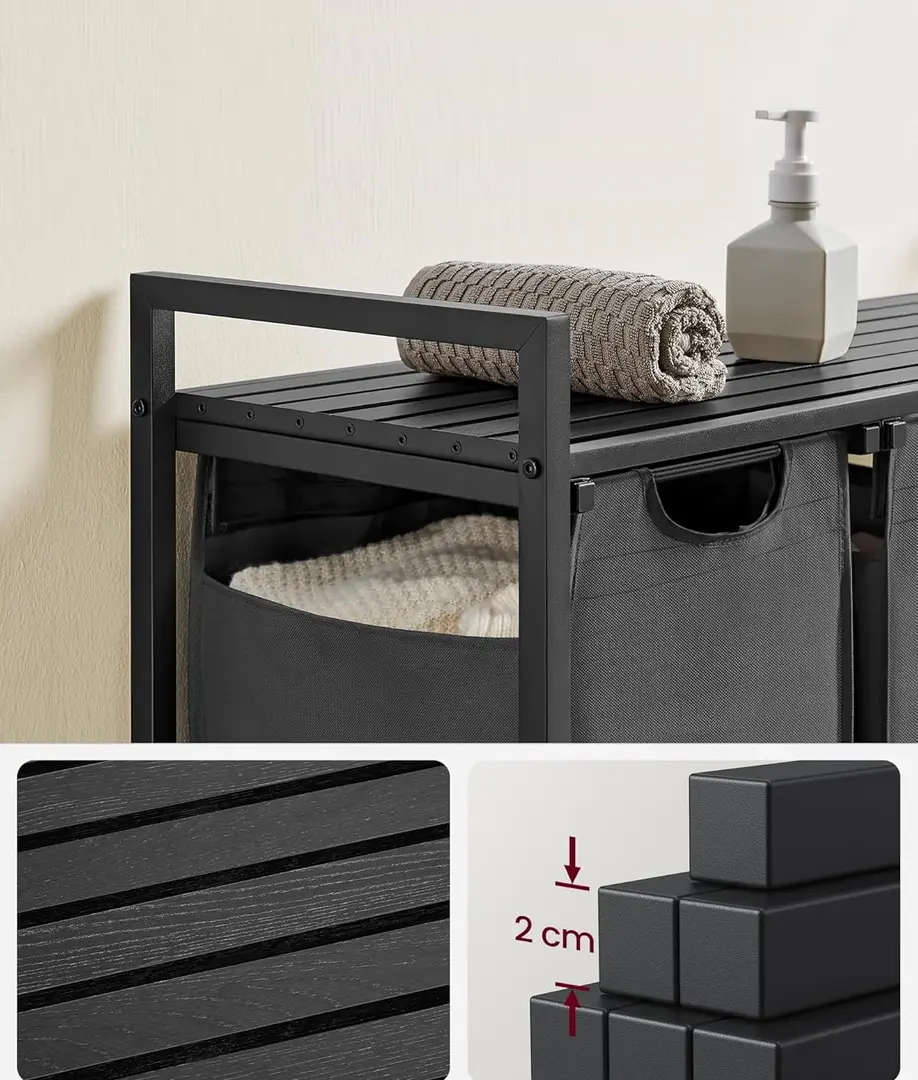 Корзина для сортировки белья Songmics Vasagle BLH301G01 (Black/Grey)