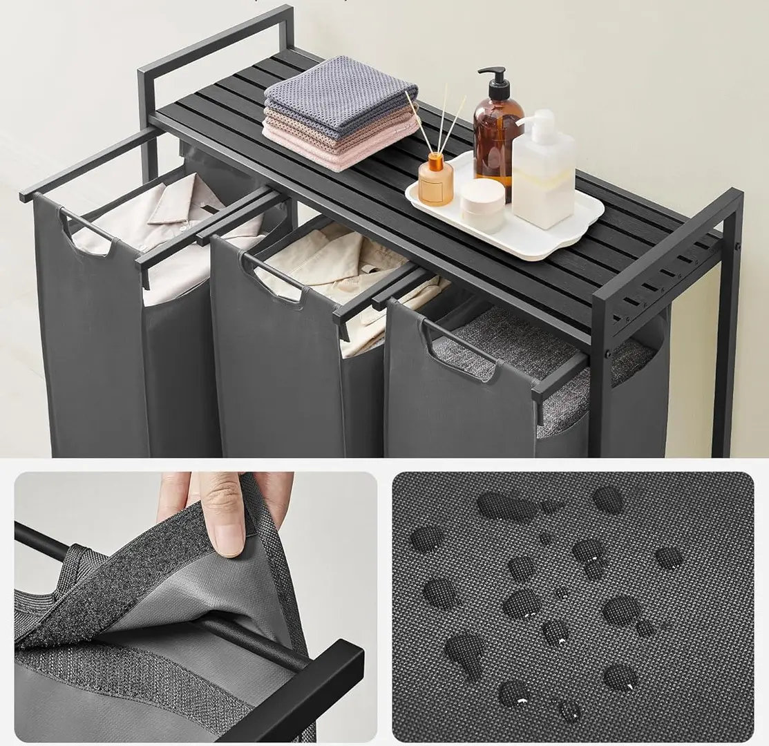 Корзина для сортировки белья Songmics Vasagle BLH301G01 (Black/Grey)