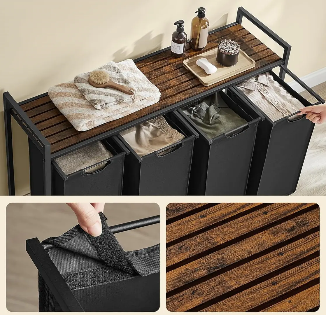 Корзина для сортировки белья Songmics Vasagle BLH401B01 (Rustic Brown/Black)