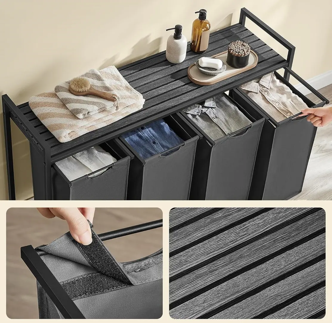 Cos de sortare rufe Songmics Vasagle BLH401G01 (Charcoal Grey) - 2