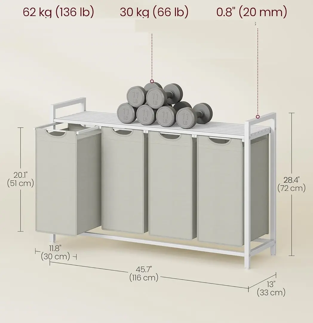 Корзина для сортировки белья Songmics Vasagle BLH401W01 (White)